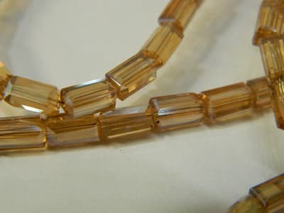 7MM Goldenrod Full Pearl Luster Faceted Rectangular Glass Beads - Golden Glass - Thumbnail 5
