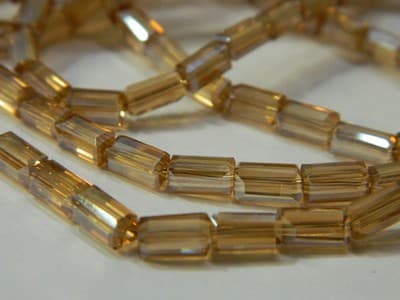 7MM Goldenrod Full Pearl Luster Faceted Rectangular Glass Beads - Golden Glass - Thumbnail 2