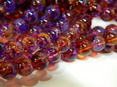 6MM Purple & Yellow Opalite Glass Beads - Round Glass - Thumbnail 5