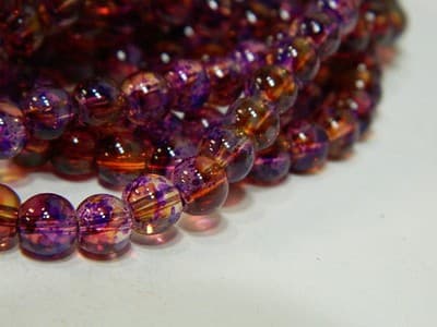 6MM Purple & Yellow Opalite Glass Beads - Round Glass - Thumbnail 10