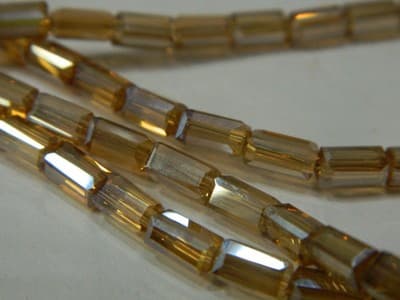 7MM Goldenrod Full Pearl Luster Faceted Rectangular Glass Beads - Golden Glass - Thumbnail 6