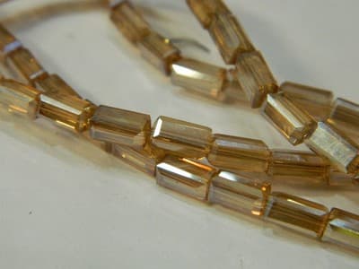 7MM Goldenrod Full Pearl Luster Faceted Rectangular Glass Beads - Golden Glass - Thumbnail 7