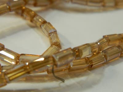 7MM Goldenrod Full Pearl Luster Faceted Rectangular Glass Beads - Golden Glass - Thumbnail 3
