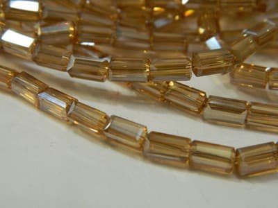 7MM Goldenrod Full Pearl Luster Faceted Rectangular Glass Beads - Golden Glass - Thumbnail 8