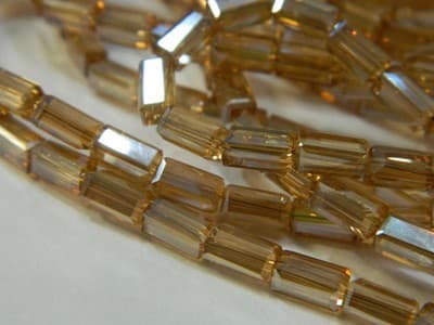 7MM Goldenrod Full Pearl Luster Faceted Rectangular Glass Beads - Golden Glass - Thumbnail 9
