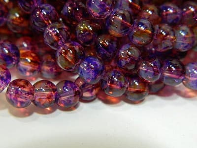 6MM Purple & Yellow Opalite Glass Beads - Round Glass - Thumbnail 9