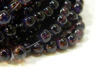 6MM Purple & Brick Red Opalite Glass Beads Round Glass - Thumbnail 2