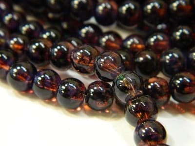 6MM Purple & Brick Red Opalite Glass Beads Round Glass - Thumbnail 3