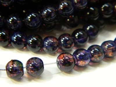 6MM Purple & Brick Red Opalite Glass Beads Round Glass - Image 1