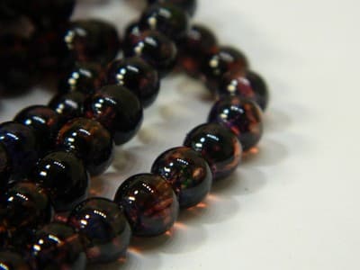 6MM Purple & Brick Red Opalite Glass Beads Round Glass - Thumbnail 6