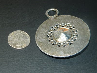 73MM Round Silver Red Acrylic Rhinestone Necklace Pendant- Silver - Thumbnail 5