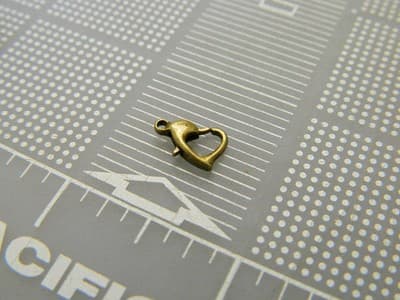 7MM Bronze Tone Heart Lobster Claw Clasps - Antique Bronze Colored Jewelry - Thumbnail 4