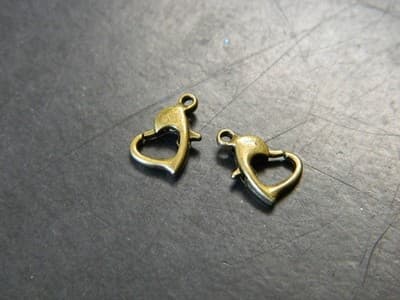 7MM Bronze Tone Heart Lobster Claw Clasps - Antique Bronze Colored Jewelry - Image 1