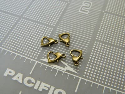 7MM Bronze Tone Heart Lobster Claw Clasps - Antique Bronze Colored Jewelry - Thumbnail 2
