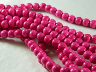 8MM Round Hot Pink Synthetic Howlite Beads - Deep Hot Pink Synthetic - Image 1