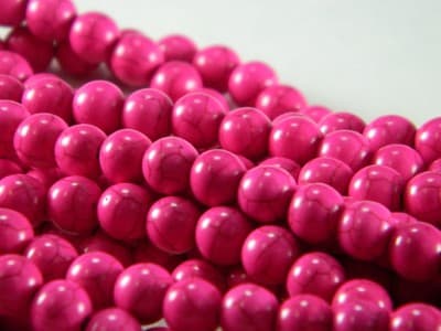 8MM Round Hot Pink Synthetic Howlite Beads - Deep Hot Pink Synthetic - Thumbnail 2