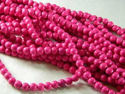 8MM Round Hot Pink Synthetic Howlite Beads - Deep Hot Pink Synthetic - Thumbnail 3