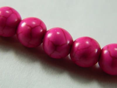 8MM Round Hot Pink Synthetic Howlite Beads - Deep Hot Pink Synthetic - Thumbnail 6