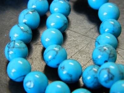 8MM Round Dark Turquoise Gemstone Beads - Turquoise Beads - Gemstone Round - Thumbnail 2