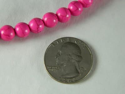 8MM Round Hot Pink Synthetic Howlite Beads - Deep Hot Pink Synthetic - Thumbnail 7