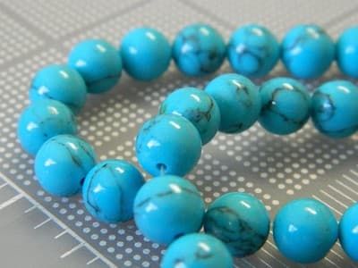 8MM Round Dark Turquoise Gemstone Beads - Turquoise Beads - Gemstone Round - Image 1