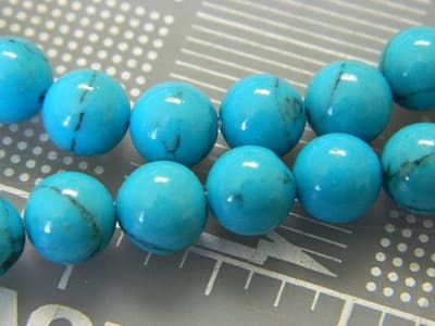 8MM Round Dark Turquoise Gemstone Beads - Turquoise Beads - Gemstone Round - Thumbnail 4