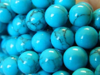 8MM Round Dark Turquoise Gemstone Beads - Turquoise Beads - Gemstone Round - Thumbnail 7