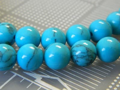 8MM Round Dark Turquoise Gemstone Beads - Turquoise Beads - Gemstone Round - Thumbnail 9