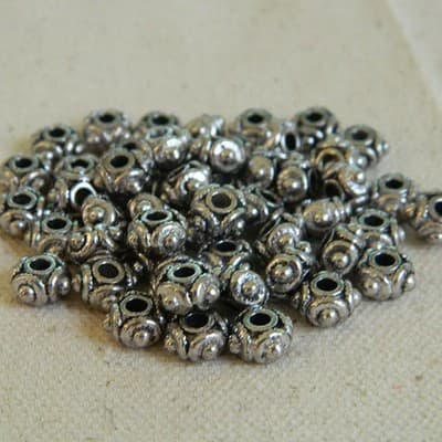 8MM Metal Alloy Tibet Style Muted Silver Bead Spacers - Spacer 8MM Beads With - Thumbnail 3