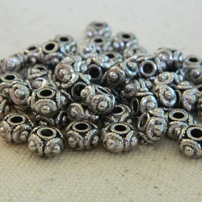 8MM Metal Alloy Tibet Style Muted Silver Bead Spacers - Spacer 8MM Beads With - Image 1