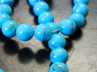 8MM Round Dark Turquoise Gemstone Beads - Turquoise Beads - Gemstone Round - Thumbnail 5