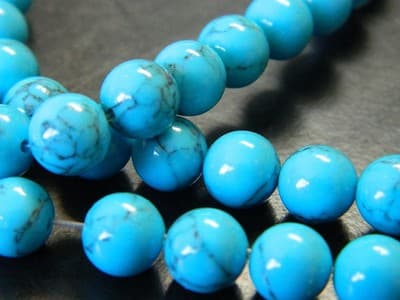 8MM Round Dark Turquoise Gemstone Beads - Turquoise Beads - Gemstone Round - Thumbnail 6