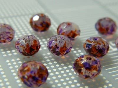 8MM Pink, Purple & Gold Faceted Abacus Glass Beads - Glass Beads - Thumbnail 2