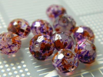 8MM Pink, Purple & Gold Faceted Abacus Glass Beads - Glass Beads - Image 1