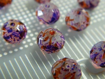 8MM Pink, Purple & Gold Faceted Abacus Glass Beads - Glass Beads - Thumbnail 5