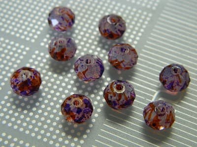 8MM Pink, Purple & Gold Faceted Abacus Glass Beads - Glass Beads - Thumbnail 4