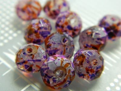 8MM Pink, Purple & Gold Faceted Abacus Glass Beads - Glass Beads - Thumbnail 3