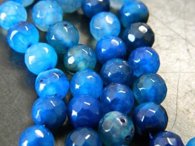 8MM Blue Fire Agate Gemstone Beads - Faceted Natural Fire Agate Stone Beads - - Image 1