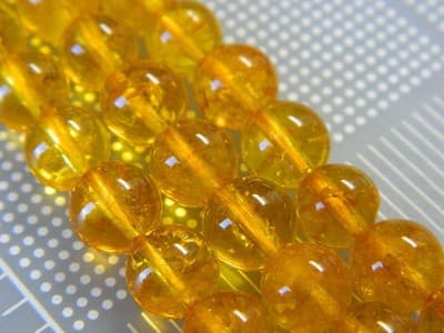 8MM Deep Yellow Round Citrine Quartz Gemstone Beads - Round Natural 8MM - Thumbnail 2