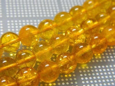 8MM Deep Yellow Round Citrine Quartz Gemstone Beads - Round Natural 8MM - Thumbnail 4