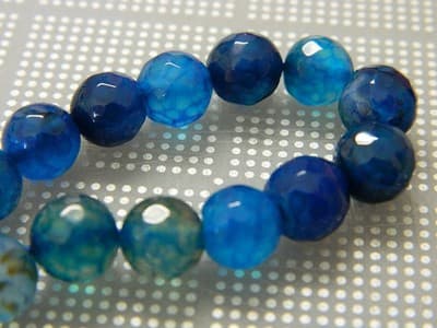 8MM Blue Fire Agate Gemstone Beads - Faceted Natural Fire Agate Stone Beads - - Thumbnail 8
