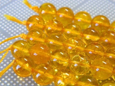 8MM Deep Yellow Round Citrine Quartz Gemstone Beads - Round Natural 8MM - Image 1