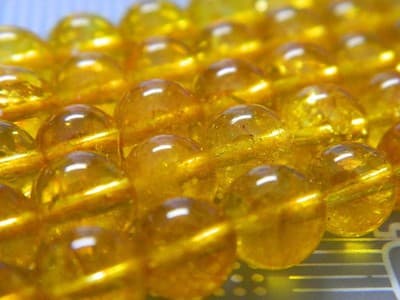 8MM Deep Yellow Round Citrine Quartz Gemstone Beads - Round Natural 8MM - Thumbnail 3