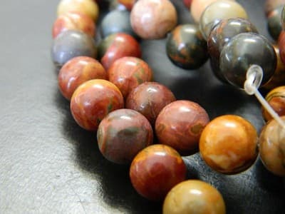 8MM Smooth Round Picasso Stone Jasper Beads - Round Picasso Jasper Gemstone - Thumbnail 2
