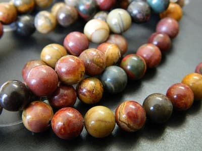 8MM Smooth Round Picasso Stone Jasper Beads - Round Picasso Jasper Gemstone - Thumbnail 7