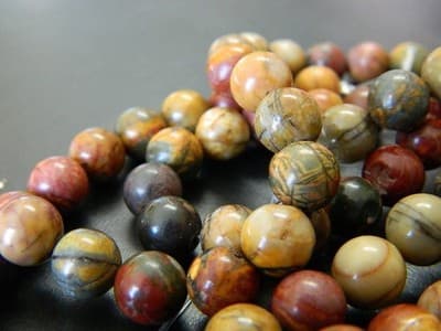 8MM Smooth Round Picasso Stone Jasper Beads - Round Picasso Jasper Gemstone - Thumbnail 10