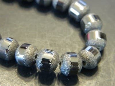 8MM Dark Gray Round Orbits Crystal Beads - Anti-Silver Gunmetal Striped Dark - Thumbnail 3