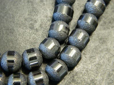 8MM Dark Gray Round Orbits Crystal Beads - Anti-Silver Gunmetal Striped Dark - Image 1