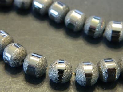 8MM Dark Gray Round Orbits Crystal Beads - Anti-Silver Gunmetal Striped Dark - Thumbnail 4
