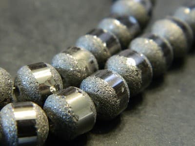 8MM Dark Gray Round Orbits Crystal Beads - Anti-Silver Gunmetal Striped Dark - Thumbnail 6